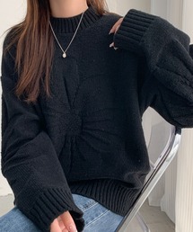 ABITOKYO | フラワージャガードオーバーサイズニットプルオーバー 秋冬ニット(ニット/セーター)