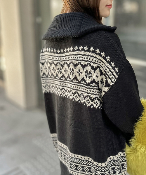 COMMRE（コムル）の「【COMMRE / コムル】襟付きジャガード柄 プルオーバー（ニット/セーター・レディース・アイボリー/ブラック・FREE）」の5枚目の写真