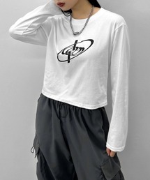 LVEU. | 【LVEU.】サークルグラフィッククロップドロンT /  トップス カットソー ロンT クロップド ショート丈 プリントT ホワイト ブラック ZOZOTOWN限定(Tシャツ/カットソー)