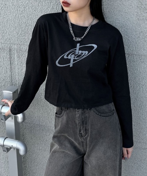 LVEU.(ラブユ.)の「【LVEU.】サークルグラフィッククロップドロンT / トップス カットソー ロンT クロップド ショート丈 プリントT ホワイト ブラック ZOZOTOWN限定(Tシャツ/カットソー・レディース・ブラック/ホワイト・FREE)」の22枚目の写真