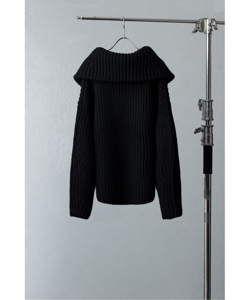 ottilie(オティーリエ)の「ottilie リブハーフジップニット(ニット/セーター・レディース・オフホワイト/ブラック・FREE)」の5枚目の写真