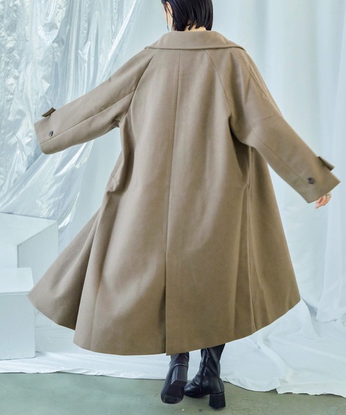 Fashion Letter（ファッションレター）の「ビッグシルエット スタンドカラー ラグランロングコート（チェスターコート・レディース・アイボリー/グレイッシュベージュ/ブラック/モカ・M/L）」の22枚目の写真