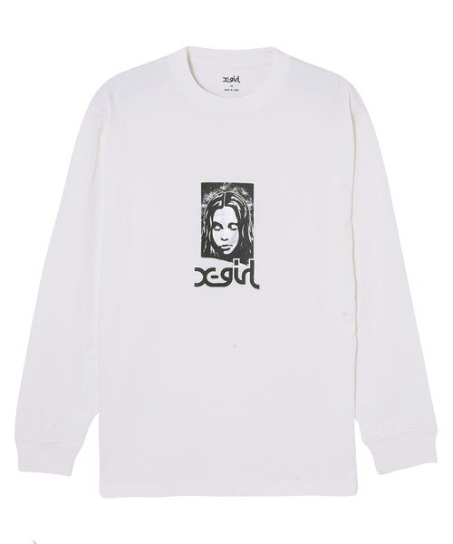 X-girl（エックスガール）の「GRUNGE FACE L/S TEE（Tシャツ/カットソー・レディース・ホワイト/チャコール・S/L/XL/M）」の8枚目の写真