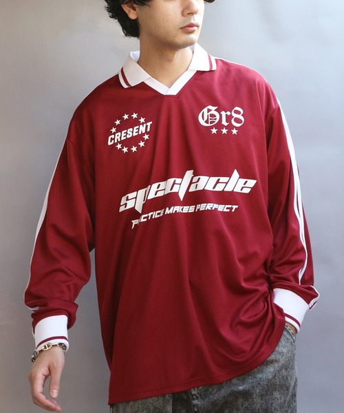 8(eight)(エイト)の「衿付きサッカー ロングTシャツ(Tシャツ/カットソー・メンズ・オフホワイト/ネイビー/ブラック/レッド・MEDIUM/LARGE)」の4枚目の写真