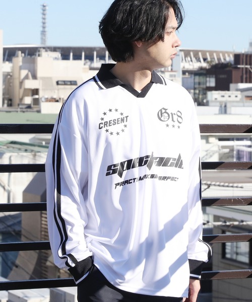 8(eight)(エイト)の「衿付きサッカー ロングTシャツ(Tシャツ/カットソー・メンズ・オフホワイト/ネイビー/ブラック/レッド・MEDIUM/LARGE)」の8枚目の写真