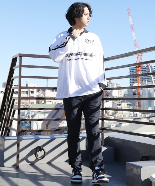 8(eight)(エイト)の「衿付きサッカー ロングTシャツ(Tシャツ/カットソー・メンズ・オフホワイト/ネイビー/ブラック/レッド・MEDIUM/LARGE)」の14枚目の写真