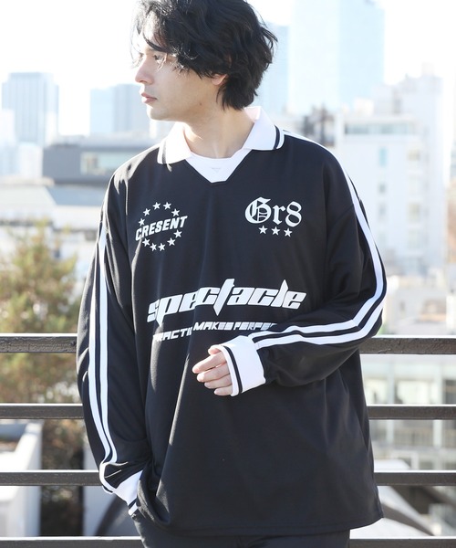 8(eight)(エイト)の「衿付きサッカー ロングTシャツ(Tシャツ/カットソー・メンズ・オフホワイト/ネイビー/ブラック/レッド・MEDIUM/LARGE)」の15枚目の写真