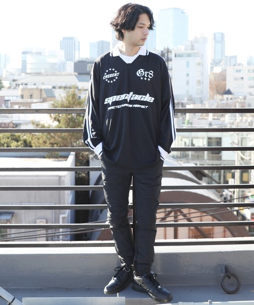 8(eight)(エイト)の「衿付きサッカー ロングTシャツ(Tシャツ/カットソー・メンズ・オフホワイト/ネイビー/ブラック/レッド・MEDIUM/LARGE)」の16枚目の写真