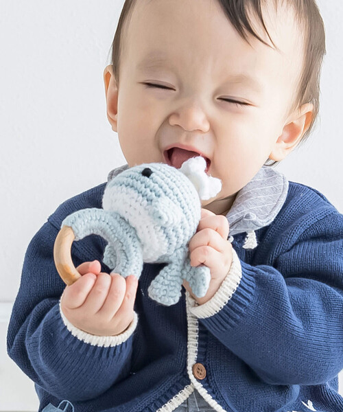 SLAP SLIP BABY（スラップスリップベビー）の「アニマルモチーフウサギクジラ恐竜クマ歯がためベビー（ベビーギフト・キッズ・ブルー/ブラウン/グリーン/オフホワイト・FREE）」の4枚目の写真