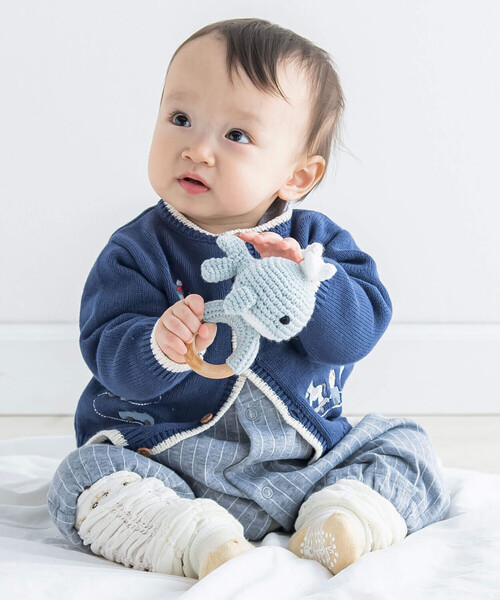 SLAP SLIP BABY（スラップスリップベビー）の「アニマルモチーフウサギクジラ恐竜クマ歯がためベビー（ベビーギフト・キッズ・ブルー/ブラウン/グリーン/オフホワイト・FREE）」の5枚目の写真