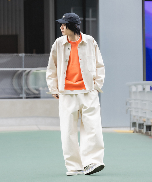 セール】”フレンチワーク” ワイドデニムパンツ セットアップ着用可