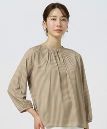 ネックギャザー長袖ブラウス 前後2way