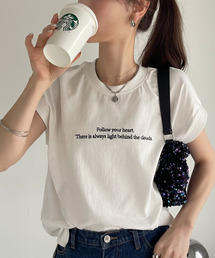 レタリング刺繍 フレンチスリーブ カットソー