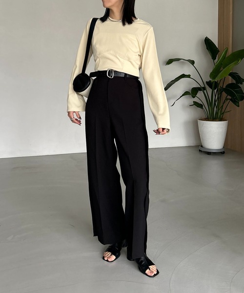 CAPRICIEUX LE'MAGE(カプリシューレマージュ)の「コルセットロンT(Tシャツ/カットソー・レディース・ブラック/ライトベージュ・FREE)」の9枚目の写真