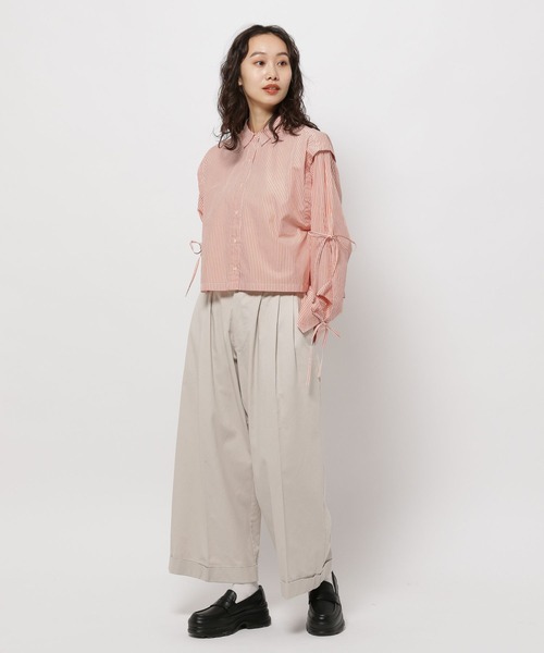 niko and...（ニコアンド）の「マーセリボンスリーブシャツ（シャツ/ブラウス・レディース・ネイビー/オレンジ/ホワイト/ブルー・BIG(L)/SHORT）」の7枚目の写真