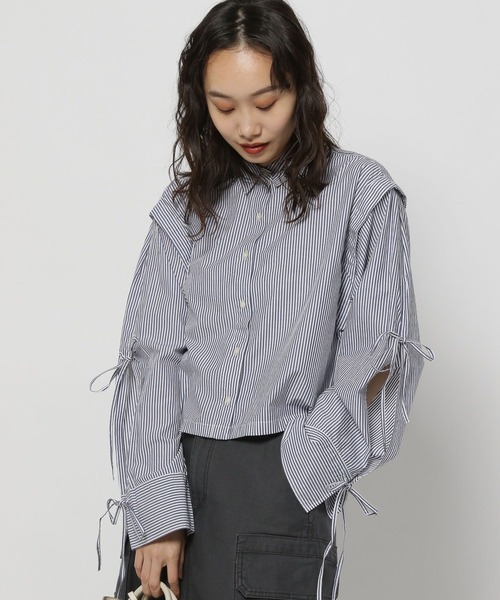 niko and...（ニコアンド）の「マーセリボンスリーブシャツ（シャツ/ブラウス・レディース・ネイビー/オレンジ/ホワイト/ブルー・BIG(L)/SHORT）」の14枚目の写真