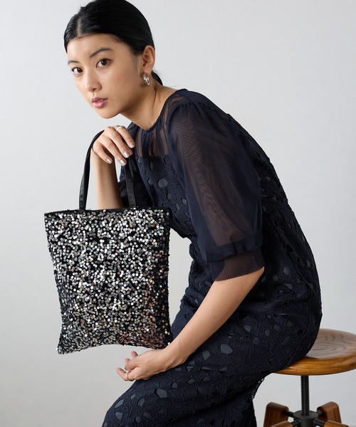 セール】スパンコールトートバッグ お呼ばれ 結婚式 / 大きめ