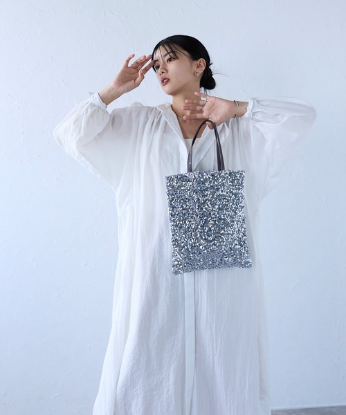 セール】スパンコールトートバッグ お呼ばれ 結婚式 / 大きめ /サブ