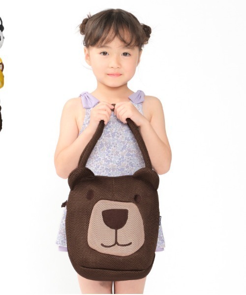 Kids Foret（キッズフォーレ）の「アニマルエアメッシュプールバック（スイムグッズ・キッズ・イエロー/ブラウン/オフホワイト・FREE）」の3枚目の写真