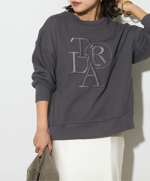 LARUTA(ラルータ)の「【LARUTA】厚盛り刺繍裏毛プルオーバー(Tシャツ/カットソー・レディース・ライトベージュ/オフホワイト/チャコールグレー・FREE)」の14枚目の写真