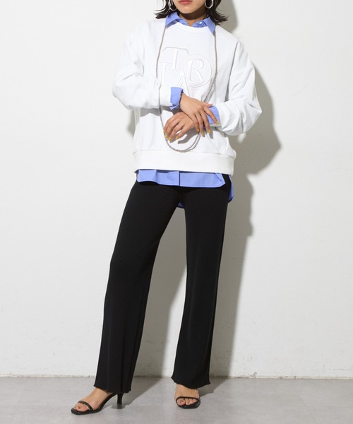 LARUTA(ラルータ)の「【LARUTA】厚盛り刺繍裏毛プルオーバー(Tシャツ/カットソー・レディース・ライトベージュ/オフホワイト/チャコールグレー・FREE)」の6枚目の写真