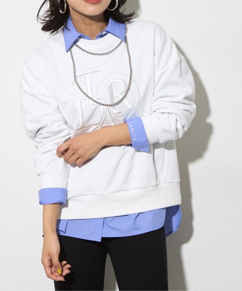 LARUTA(ラルータ)の「【LARUTA】厚盛り刺繍裏毛プルオーバー(Tシャツ/カットソー・レディース・ライトベージュ/オフホワイト/チャコールグレー・FREE)」の5枚目の写真