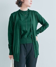 Vネック ロング ベーシック ニット カーディガン