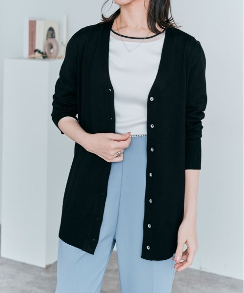 ○未使用品 ADORE ソフトコットンVネック ニットロングジレ