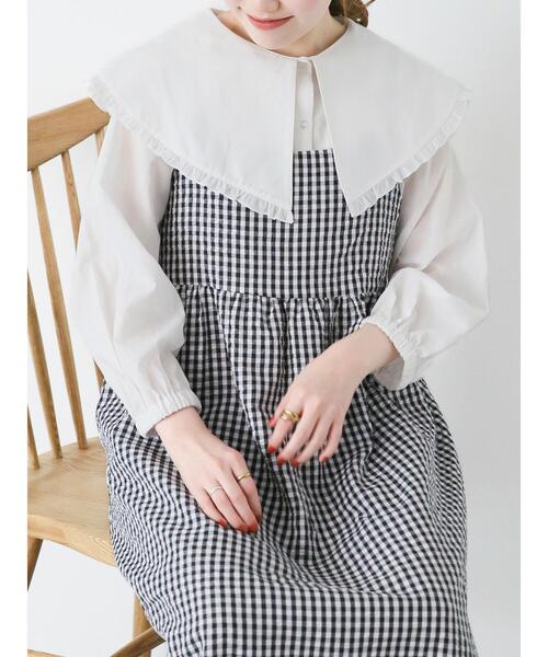 ehka sopo（エヘカソポ）の「フリルビッグ襟ブラウス（シャツ/ブラウス・レディース・オフホワイト/キナリ・F）」の10枚目の写真