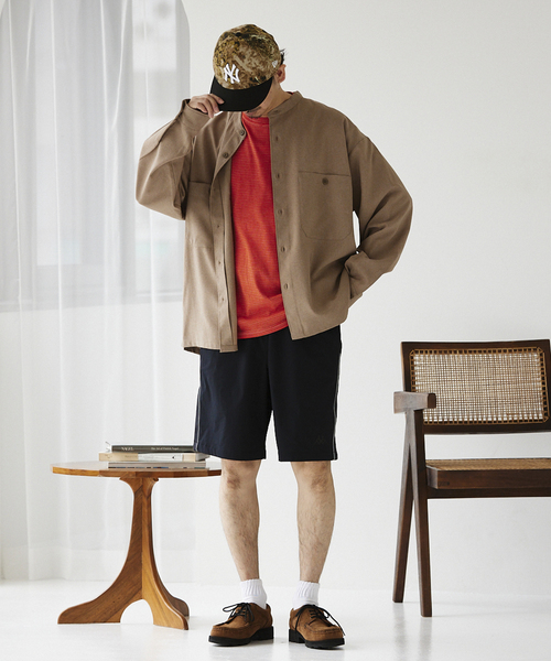 JOURNAL STANDARD relume(ジャーナルスタンダード レリューム)の「TECH メランジ スタンドCPOシャツ(シャツ/ブラウス・メンズ・ブラック/ライトグレー/ベージュ系その他/オリーブ・LARGE/SMALL/MEDIUM)」の7枚目の写真