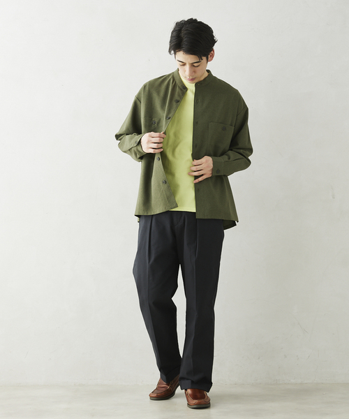 JOURNAL STANDARD relume(ジャーナルスタンダード レリューム)の「TECH メランジ スタンドCPOシャツ(シャツ/ブラウス・メンズ・ブラック/ライトグレー/ベージュ系その他/オリーブ・LARGE/SMALL/MEDIUM)」の9枚目の写真