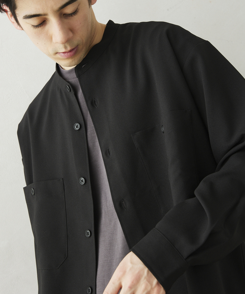 JOURNAL STANDARD relume(ジャーナルスタンダード レリューム)の「TECH メランジ スタンドCPOシャツ(シャツ/ブラウス・メンズ・ブラック/ライトグレー/ベージュ系その他/オリーブ・LARGE/SMALL/MEDIUM)」の15枚目の写真