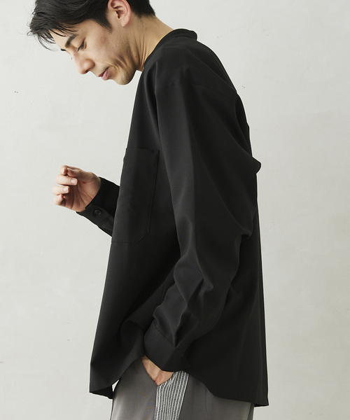 JOURNAL STANDARD relume(ジャーナルスタンダード レリューム)の「TECH メランジ スタンドCPOシャツ(シャツ/ブラウス・メンズ・ブラック/ライトグレー/ベージュ系その他/オリーブ・LARGE/SMALL/MEDIUM)」の17枚目の写真