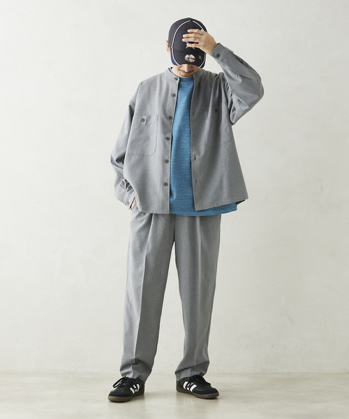 JOURNAL STANDARD relume(ジャーナルスタンダード レリューム)の「TECH メランジ スタンドCPOシャツ(シャツ/ブラウス・メンズ・ブラック/ライトグレー/ベージュ系その他/オリーブ・LARGE/SMALL/MEDIUM)」の18枚目の写真