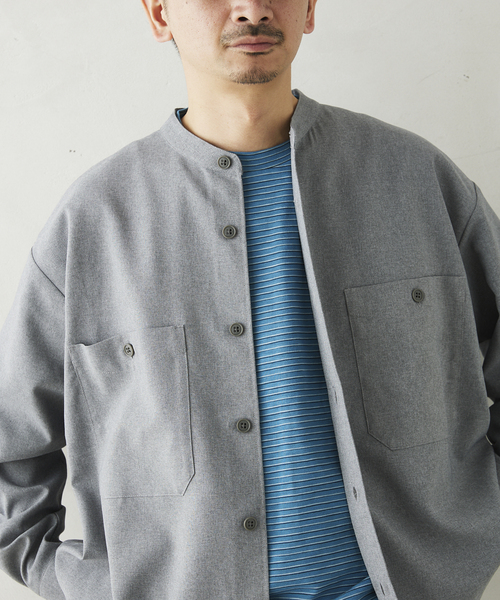 JOURNAL STANDARD relume(ジャーナルスタンダード レリューム)の「TECH メランジ スタンドCPOシャツ(シャツ/ブラウス・メンズ・ブラック/ライトグレー/ベージュ系その他/オリーブ・LARGE/SMALL/MEDIUM)」の21枚目の写真