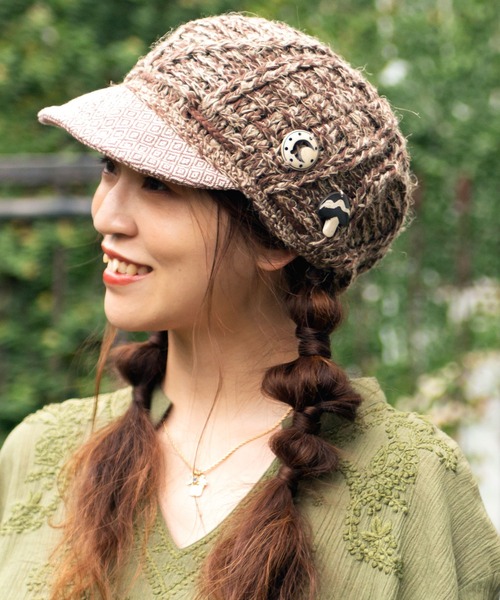 チャイハネ(チャイハネ)の「【チャイハネ】デラントキャップ(キャスケット・メンズ・ホワイト/ブラウン/ブルー・FREE)」の3枚目の写真