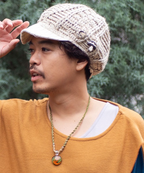 チャイハネ(チャイハネ)の「【チャイハネ】デラントキャップ(キャスケット・メンズ・ホワイト/ブラウン/ブルー・FREE)」の2枚目の写真