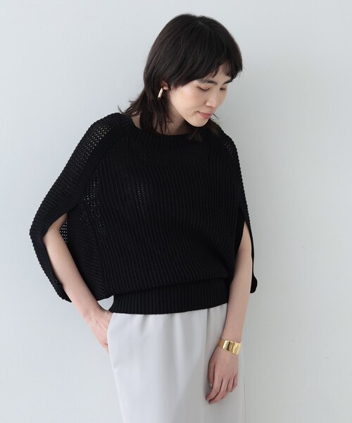 GALLEST（ギャレスト）の「◆メッシュケープニット（ニット/セーター・レディース・ブラック/ホワイト系/ベージュ・38）」の13枚目の写真