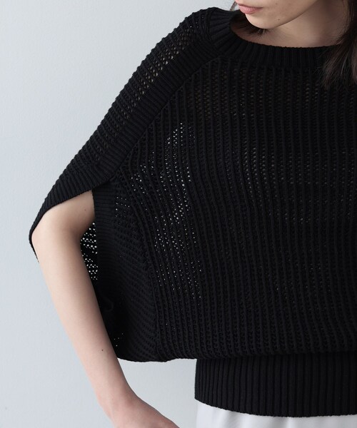 GALLEST（ギャレスト）の「◆メッシュケープニット（ニット/セーター・レディース・ブラック/ホワイト系/ベージュ・38）」の14枚目の写真