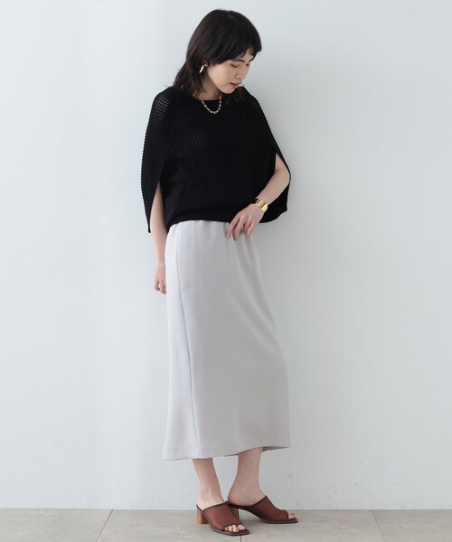 GALLEST（ギャレスト）の「◆メッシュケープニット（ニット/セーター・レディース・ブラック/ホワイト系/ベージュ・38）」の15枚目の写真