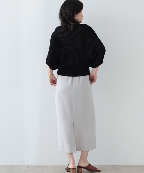 GALLEST（ギャレスト）の「◆メッシュケープニット（ニット/セーター・レディース・ブラック/ホワイト系/ベージュ・38）」の4枚目の写真