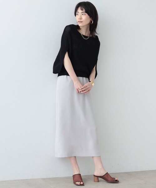 GALLEST（ギャレスト）の「◆メッシュケープニット（ニット/セーター・レディース・ブラック/ホワイト系/ベージュ・38）」の5枚目の写真