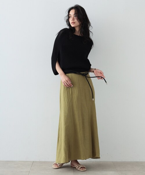 GALLEST（ギャレスト）の「◆メッシュケープニット（ニット/セーター・レディース・ブラック/ホワイト系/ベージュ・38）」の9枚目の写真