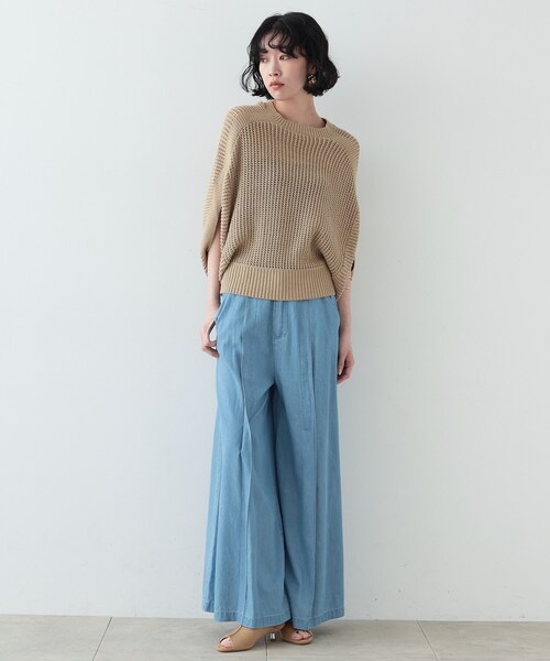 GALLEST（ギャレスト）の「◆メッシュケープニット（ニット/セーター・レディース・ブラック/ホワイト系/ベージュ・38）」の19枚目の写真