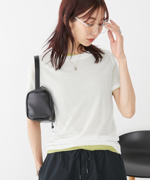 tシャツ クルーネック シアーリブトップス レディース クルーネック シアーリブトップス（Tシャツ/カットソー）｜relac