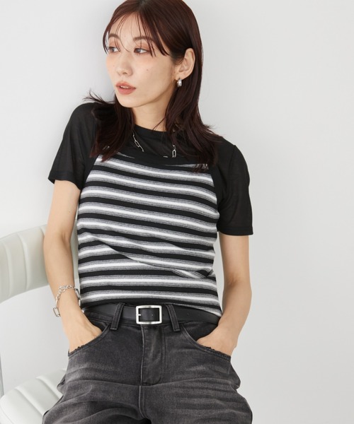 Auntie Rosa Holiday（アンティローザホリデー）の「シアーリブクルーTEE（Tシャツ/カットソー・レディース・ピンク/グリーン/ホワイト/ブラック/グレー/ダークグリーン/ライム・FREE）」の16枚目の写真