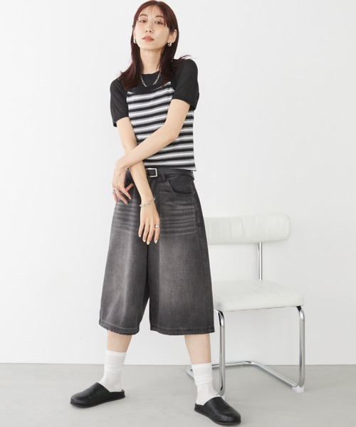 Auntie Rosa Holiday（アンティローザホリデー）の「シアーリブクルーTEE（Tシャツ/カットソー・レディース・ピンク/グリーン/ホワイト/ブラック/グレー/ダークグリーン/ライム・FREE）」の21枚目の写真