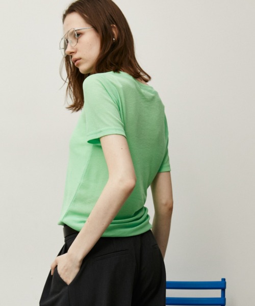 Auntie Rosa Holiday（アンティローザホリデー）の「シアーリブクルーTEE（Tシャツ/カットソー・レディース・ピンク/グリーン/ホワイト/ブラック/グレー/ダークグリーン/ライム・FREE）」の17枚目の写真
