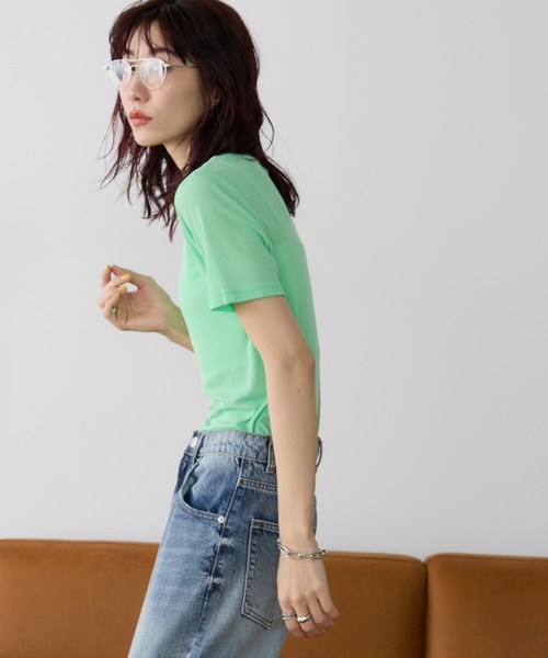 Auntie Rosa Holiday（アンティローザホリデー）の「シアーリブクルーTEE（Tシャツ/カットソー・レディース・ピンク/グリーン/ホワイト/ブラック/グレー/ダークグリーン/ライム・FREE）」の9枚目の写真