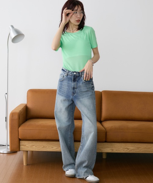 Auntie Rosa Holiday（アンティローザホリデー）の「シアーリブクルーTEE（Tシャツ/カットソー・レディース・ピンク/グリーン/ホワイト/ブラック/グレー/ダークグリーン/ライム・FREE）」の12枚目の写真